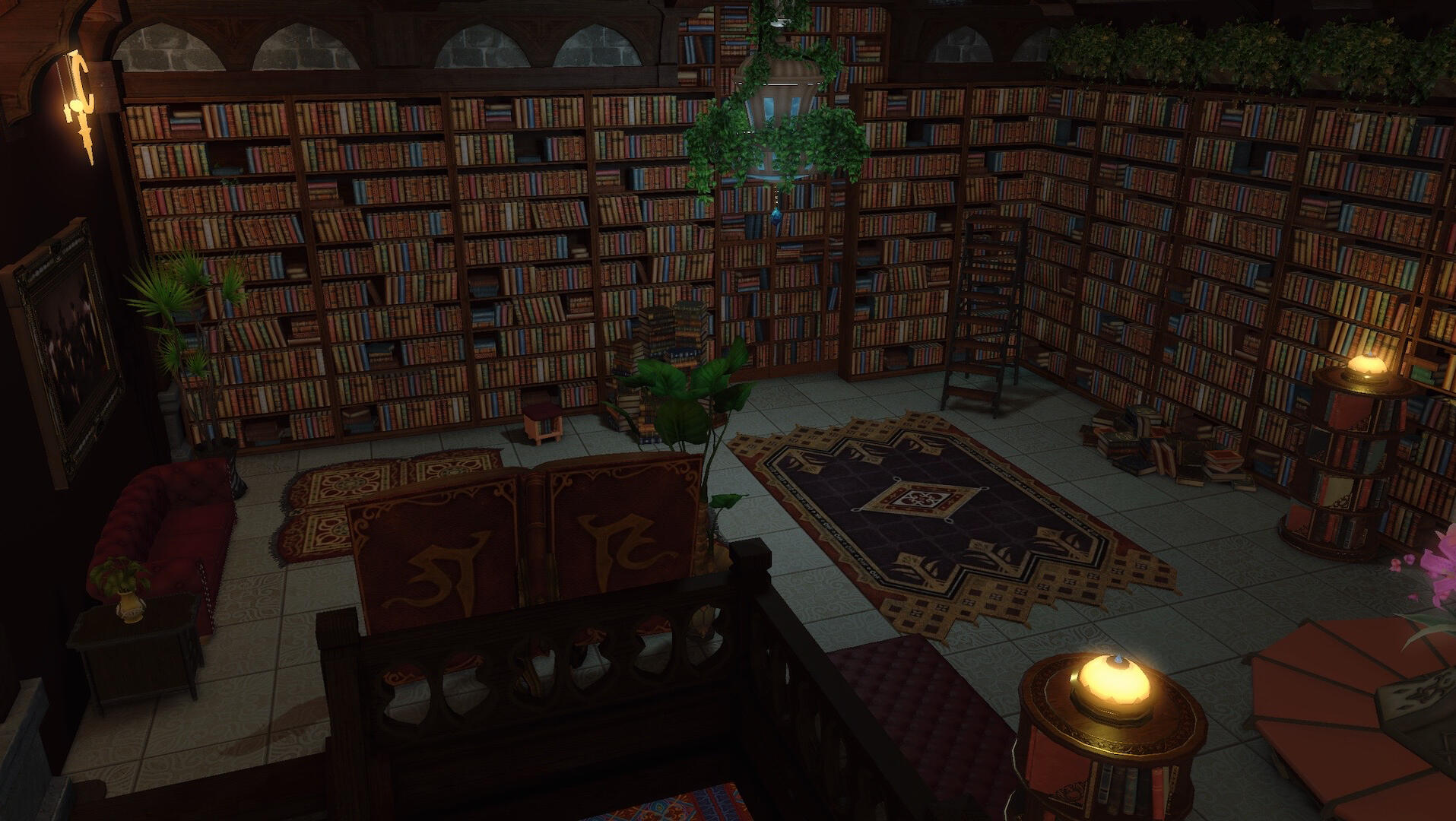 Upstairs library